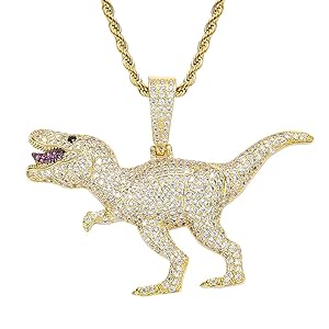 KMASAL Jewelry Tyrannosaurus Dinosaur Pendant Necklace Iced